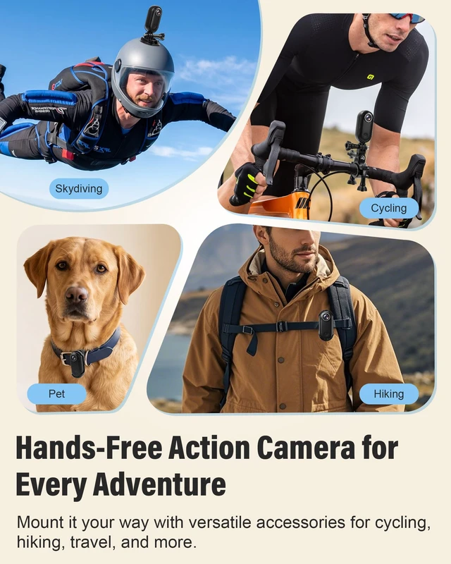 Alt view image 4 of 7 - Mini Body Camera 4K, Thumb Action Camera with 123° wide-angle Lens, Wearable Cam with 360° Rotatable Clip, Portable Pov Cam Magnetic Mount for Chest/Vlogging/Bike, Wi-Fi, APP, Waterproof(No SD Card)