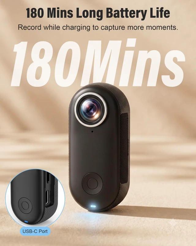 Alt view image 7 of 7 - Mini Body Camera 4K, Thumb Action Camera with 123° wide-angle Lens, Wearable Cam with 360° Rotatable Clip, Portable Pov Cam Magnetic Mount for Chest/Vlogging/Bike, Wi-Fi, APP, Waterproof(No SD Card)