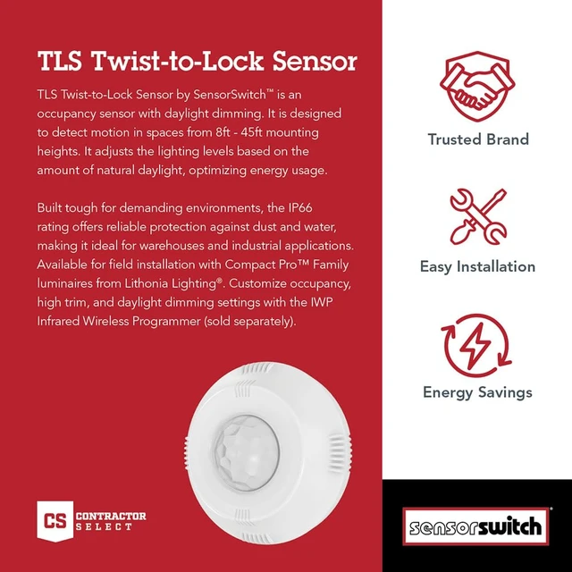 Alt view image 2 of 7 - Twist-to-Lock Motion, Easy to Install Daylight and Motion Detector for Lithonia Lighting Compact Pro Family Luminaires, Photocell and PIR Detection IP66 Rated, White (TLS WH)