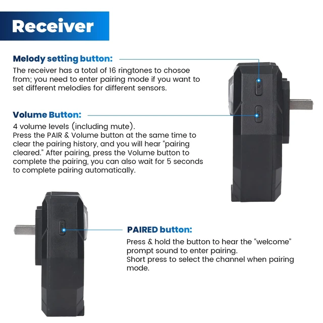 Alt view image 7 of 7 - Solar Wireless Driveway Alarm Alert Outside 2000ft Range, Outdoor Motion Sensor & Detector Driveway Alert System with Rechargeable Battery/Weatherproof/Mute Mode/Expandable(1 Receiver and 2 sensors)