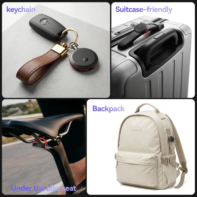 Alt view image 2 of 7 - ARTMU 4 Pack Air Tracker Tags Works with Apple Find My & Google Find Hub(iOS and Android),IP68 Waterproof Replaceable Battery,Key Finder Item Locator Smart Tag for Keys,Bag,Luggage