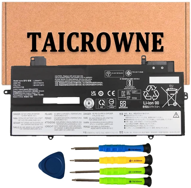 Main image of L20M4P71 Laptop Battery Replacement for Lenovo ThinkPad X1 Carbon 9/10/11th Gen X1 Yoga 6/7/8th Gen Series SB10T83216 5B10W13973 L20C4P71 SB10T83217 5B10W13974 L20D4P71 L20L4P71 15.44V 57Wh