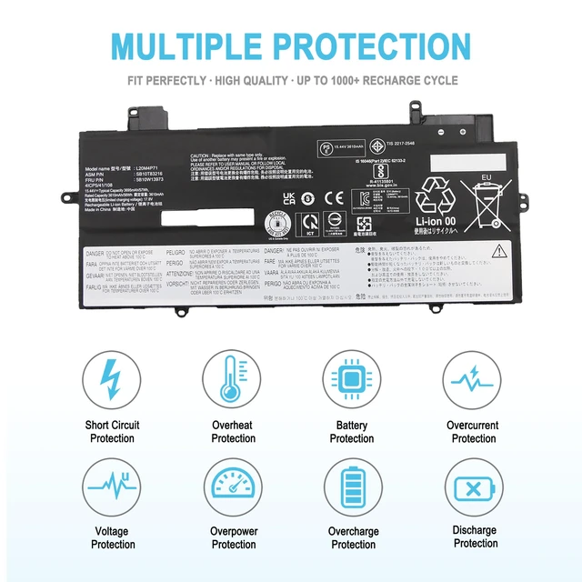 Alt view image 3 of 4 - L20M4P71 Laptop Battery Replacement for Lenovo ThinkPad X1 Carbon 9/10/11th Gen X1 Yoga 6/7/8th Gen Series SB10T83216 5B10W13973 L20C4P71 SB10T83217 5B10W13974 L20D4P71 L20L4P71 15.44V 57Wh