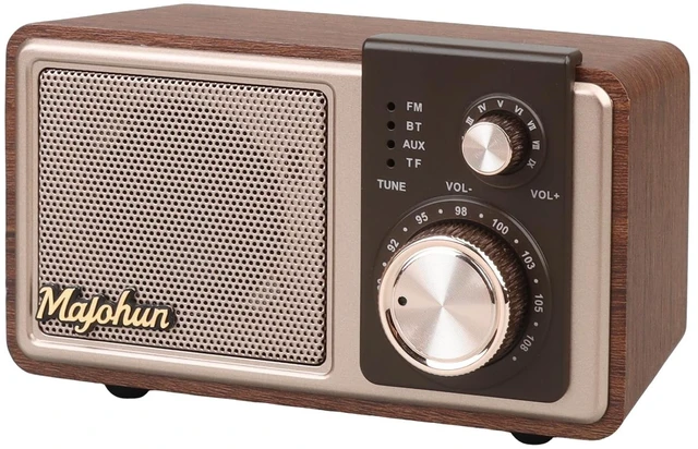 Main image of P07 Retro Wood Mini Bluetooth Speaker with FM Radio, Aux-in & TF Card Brown Walnut Wood Retro Speaker with Classic FM Radio Vintage Desktop Decor with Stable Bluetooth & Multi-Mode Playback