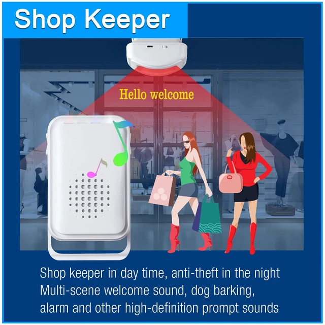 Alt view image 5 of 7 - Wireless Motion Sensor Door Chime: Business Entry Doorbell Indoor Motion Detector Buzzer Monitor for Store Home Entrance Alert Bell, Bed Alarm for Elderly - LED Indicator & Vibration
