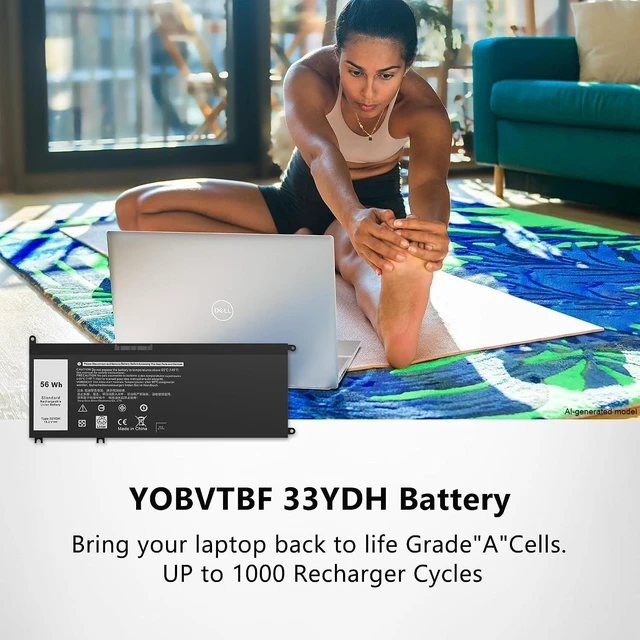 Alt view image 6 of 7 - 33YDH Laptop Battery Compatible with Dell lnspiron 17 7000 7779 7778 7786 7773 15 7577 G3 3579 3779 G5 5587 G7 7588 Latitude 13 3380 14 3490 15 3590 3580 99NF2 PVHT1 P30E P30E001 81PF3 15.2V 56WH