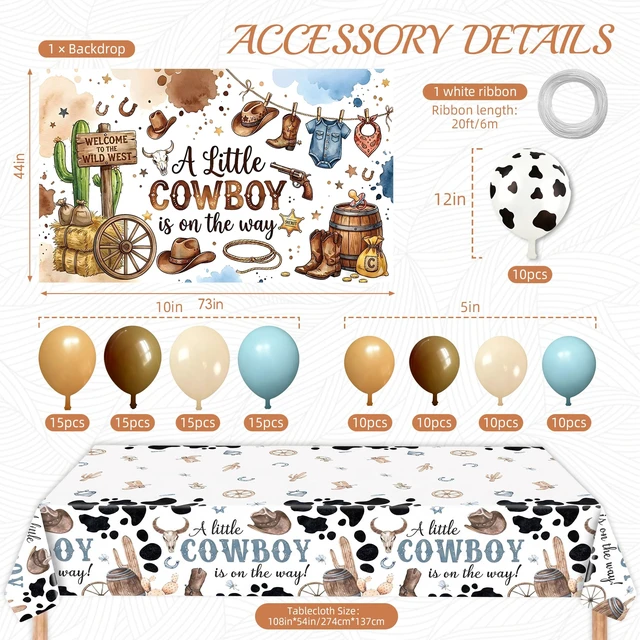 Alt view image 2 of 7 - Cowboy Baby Shower Decorations, Wild West Cowboy Rodeo Party Supplies Decor