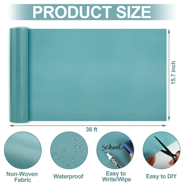 Alt view image 2 of 7 - Calming Blue Bulletin Board Roll Classroom Non Woven Fabric Background 15.7 in x 36 ft Fade Resistant Blue Bulletin Board Decoration for Back to School Classroom Bulletin Wall Decor