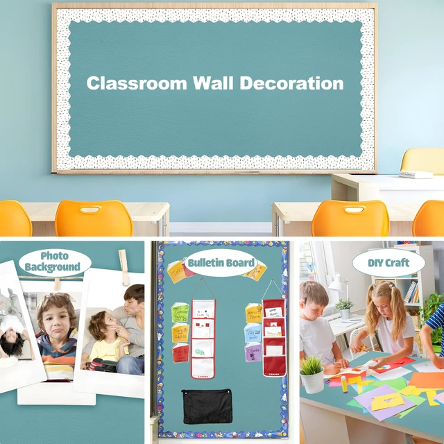 Alt view image 7 of 7 - Calming Blue Bulletin Board Roll Classroom Non Woven Fabric Background 15.7 in x 36 ft Fade Resistant Blue Bulletin Board Decoration for Back to School Classroom Bulletin Wall Decor