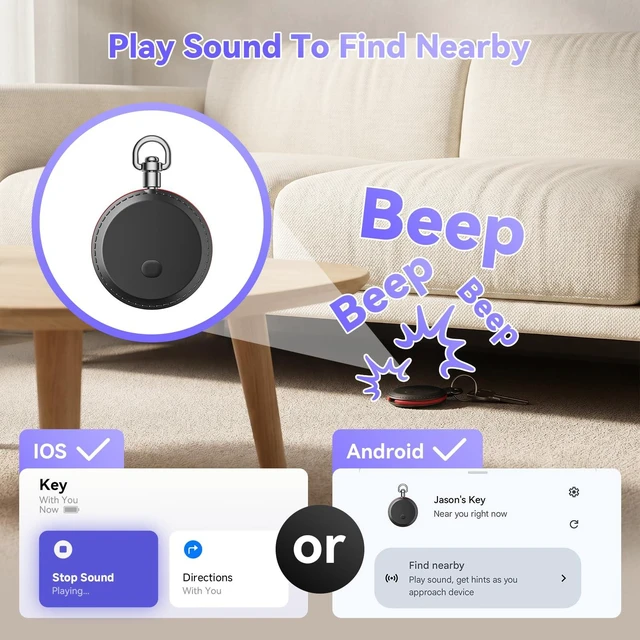 Alt view image 5 of 7 - ARTMU 4 Pack Air Tracker Tags Works with Apple Find My & Google Find Hub(iOS and Android),IP68 Waterproof Replaceable Battery,Key Finder Item Locator Smart Tag for Keys,Bag,Luggage