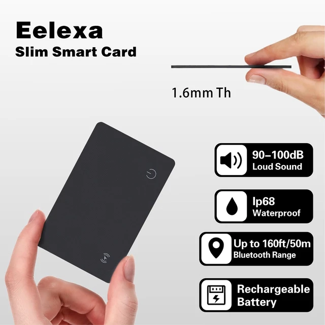 Alt view image 7 of 7 - Wallet Tracker Card, Rechargeable, Works with Apple Find My, Black Apple MFi Certified Slim Tracking Card With Wireless Charging For Wallets, Passports And Luggage, IP68 Waterproof, iOS Only