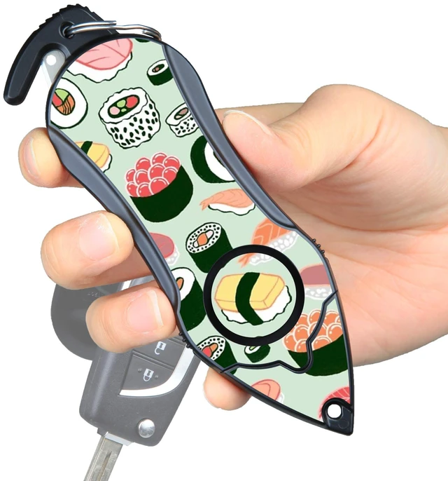Main image of USA 140dB Siren Personal Safety Alarm Keychain Emergency Tool Sushi Panic Alarm Siren, Seatbelt Cutter, Car Window Breaker, Safety Device for Women Kid