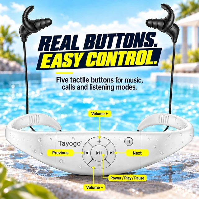 Alt view image 5 of 7 - 4-in-1 Waterproof MP3 Player for Swimming with Bluetooth and FM W18 AquaSound Pro MP3, Bluetooth, FM & T6 Receiver Offline Underwater Music Triple-Flange Ear Tips T6 Sold Separately