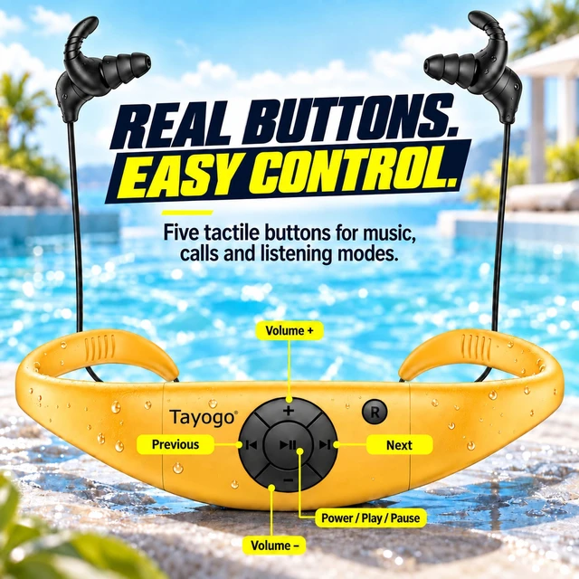 Alt view image 5 of 7 - 4-in-1 Waterproof MP3 Player for Swimming with Bluetooth and FM W18 AquaSound Pro MP3, Bluetooth, FM & T6 Receiver Offline Underwater Music Triple-Flange Ear Tips T6 Sold Separately
