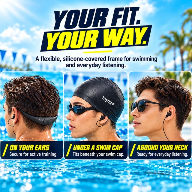 Alt view image 6 of 7 - 4-in-1 Waterproof MP3 Player for Swimming with Bluetooth and FM W18 AquaSound Pro MP3, Bluetooth, FM & T6 Receiver Offline Underwater Music Triple-Flange Ear Tips T6 Sold Separately