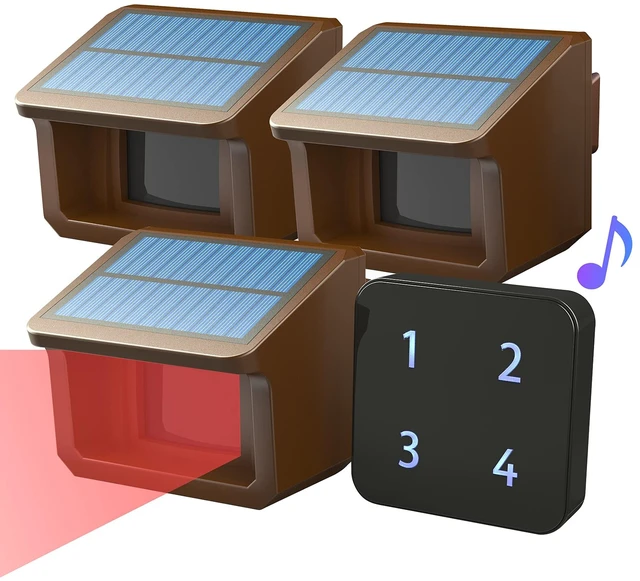 Main image of Driveway Alarm- 1/2Mile Solar Driveway Alarm System- 1 Receiver+3 Sensors Up to 70FT Wide Sensor Range- Fully Weatherproof Outdoor Motion Sensor&Detector DIY Security Alert System