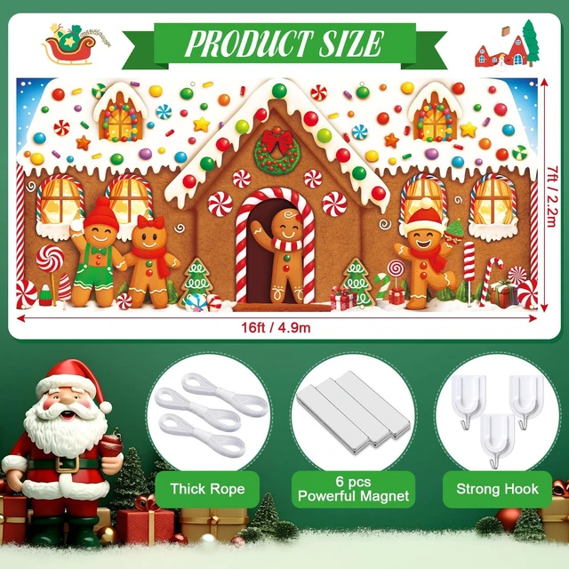 Alt view image 2 of 7 - Christmas Garage Door Banner Decor, 16 x 7 ft, Gingerbread House