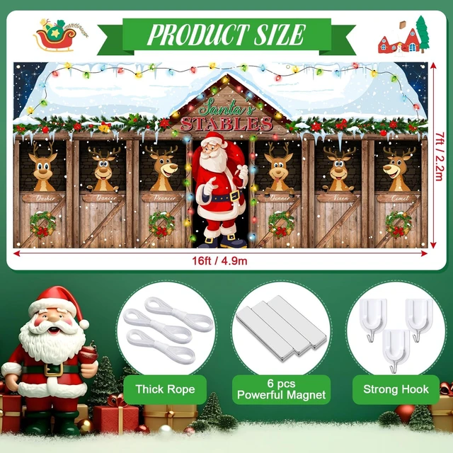 Alt view image 2 of 7 - Christmas Garage Door Banner Decor, 16 x 7 ft, Santa Claus
