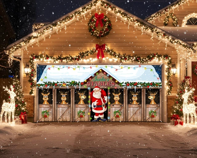 Alt view image 5 of 7 - Christmas Garage Door Banner Decor, 16 x 7 ft, Santa Claus