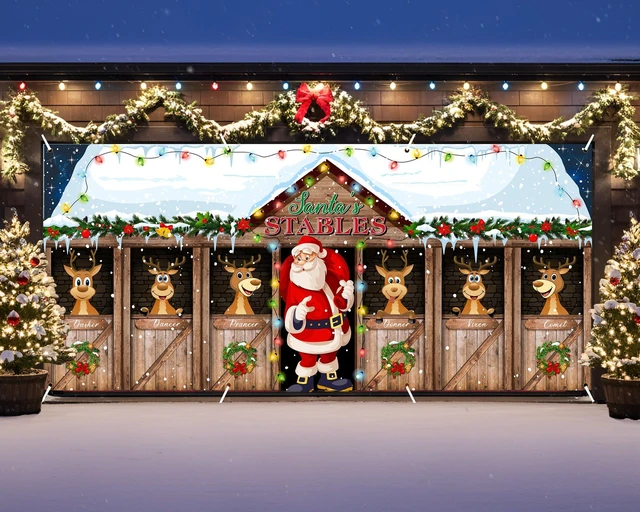 Alt view image 7 of 7 - Christmas Garage Door Banner Decor, 16 x 7 ft, Santa Claus