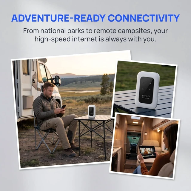 Alt view image 5 of 7 - Unlocked Portable 4G/5G WiFi Hotspot,Mobile Router with SIM Card Slot,300Mbps LTE CAT4 High-Speed Internet,Connects Up to 16 Devices,Travel WiFi for Camping,RV, Motorhome, Road Trips & Remote Work