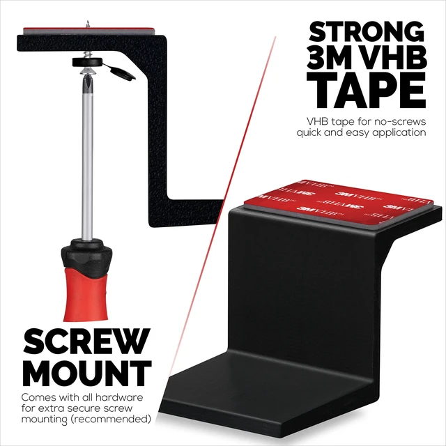 Alt view image 3 of 7 - Adhesive Under Desk Laptop Holder Mount, Upto 1.9 / 48mm Thick, For Laptops Macbook Routers Surface iPads Tablets & More, Screw-In & Stick-On