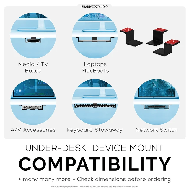 Alt view image 5 of 7 - Adhesive Under Desk Laptop Holder Mount, Upto 1.9 / 48mm Thick, For Laptops Macbook Routers Surface iPads Tablets & More, Screw-In & Stick-On