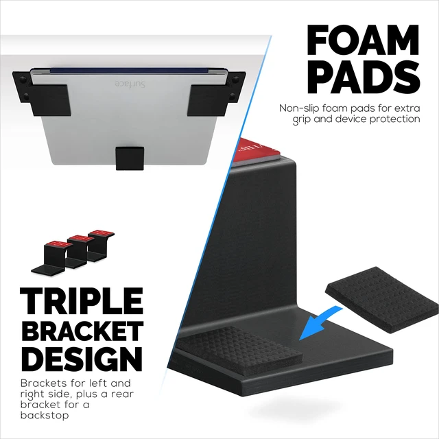 Alt view image 6 of 7 - Adhesive Under Desk Laptop Holder Mount, Upto 1.9 / 48mm Thick, For Laptops Macbook Routers Surface iPads Tablets & More, Screw-In & Stick-On