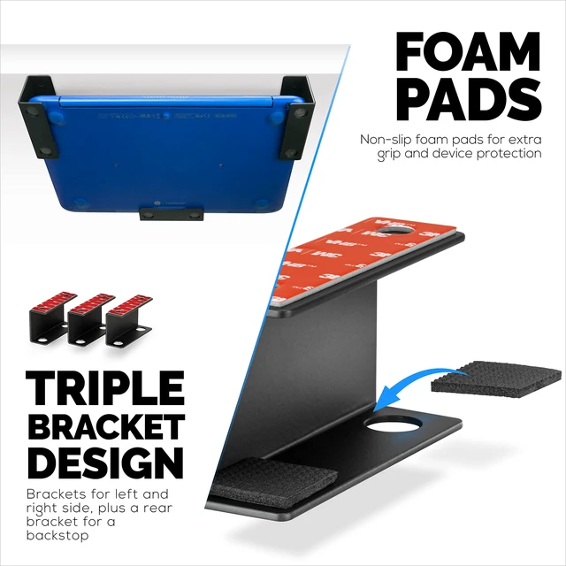 Alt view image 7 of 7 - Under Desk Laptop Holder Mount For Desk, Adhesive & Screw In, Devices upto 1.5" Thick like Macbooks, Surface, Keyboard, Routers, Modems, Cable Box, Network Switch & More (Metal Black) By
