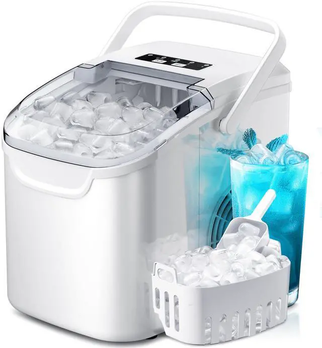 Main image of Countertop Ice Maker, 26Lbs/24H,2 Sizes of Ice, Self-Cleaning,White | 8 Bullet Ice Cubes in 6 Mins,Portable Ice Machine for Home&Kitchen&Office&Party