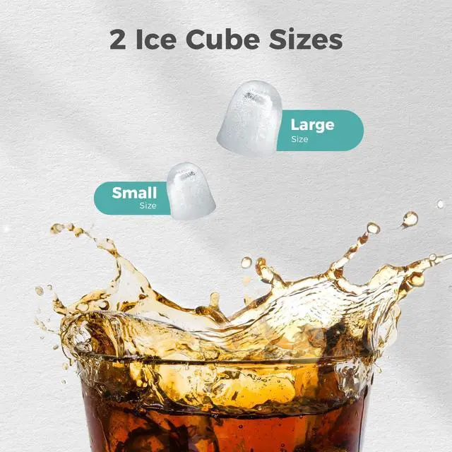 Alt view image 4 of 6 - Countertop Ice Maker, 26Lbs/24H,2 Sizes of Ice, Self-Cleaning,White | 8 Bullet Ice Cubes in 6 Mins,Portable Ice Machine for Home&Kitchen&Office&Party