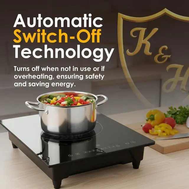 Alt view image 6 of 6 - Single Induction Cooktop - Built-In Electric Stove Top with 9 Heating Levels - 120V & 1800W Built-in Single Burner Ceramic Glass Induction Cooktop - Touch Control, Timer & Child Lock, SIN-1801