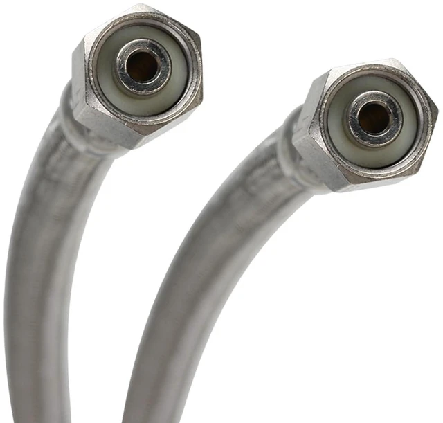 Alt view image 2 of 6 - 12IM72 Braided Stainless Steel Ice Maker Connector Water Line with Dual 1/4-In. x 1/4-In. Female Compression Threads, 6 Ft. (72-In.) Length