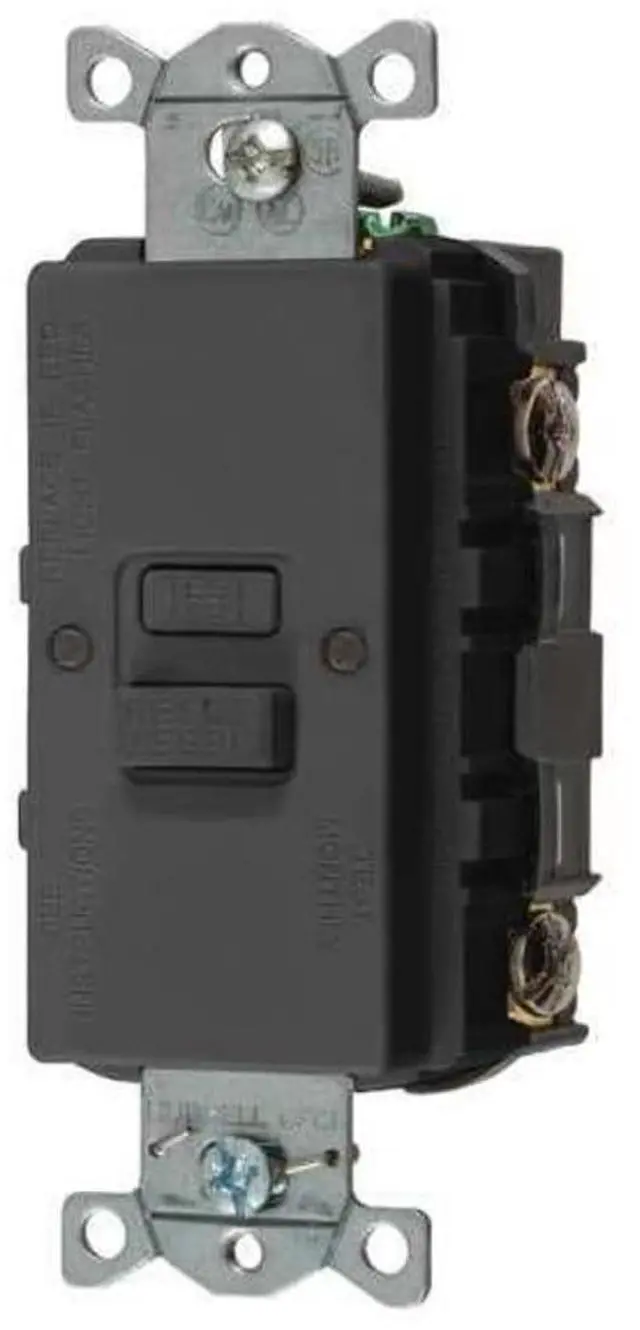 Main image of Hubbell Wiring Device-Kellems GFCI Receptacle, Black, Nylon, Back GFBF20BK - 1 Each