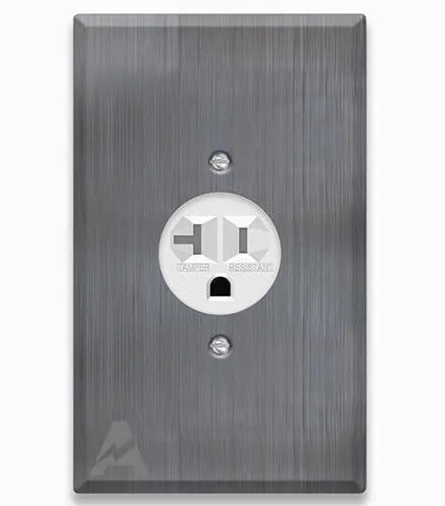Main image of Single Receptacle Outlet Kit, 20 Amp Commercial Grade Electrical Outlet for Appliances, with Stainless Steel Oversized Metal Wall Plate Cover, Convenient Single Receptacle Bundle