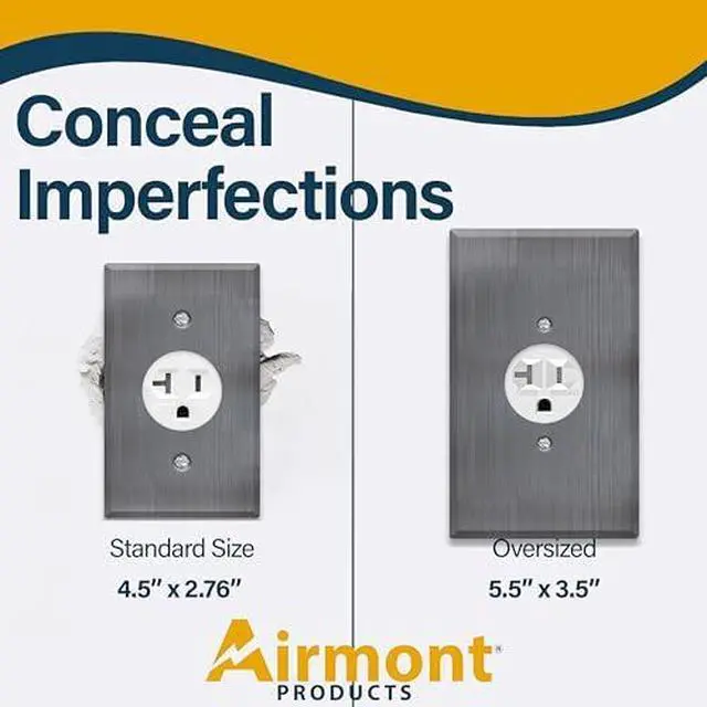 Alt view image 4 of 6 - Single Receptacle Outlet Kit, 20 Amp Commercial Grade Electrical Outlet for Appliances, with Stainless Steel Oversized Metal Wall Plate Cover, Convenient Single Receptacle Bundle