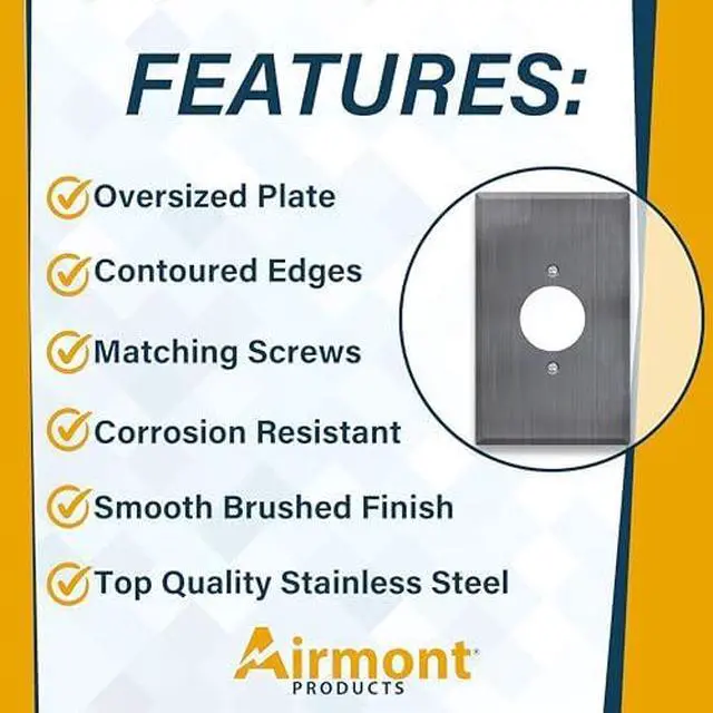 Alt view image 5 of 6 - Single Receptacle Outlet Kit, 20 Amp Commercial Grade Electrical Outlet for Appliances, with Stainless Steel Oversized Metal Wall Plate Cover, Convenient Single Receptacle Bundle