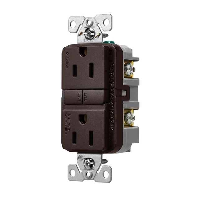 Alt view image 2 of 5 - Tamper Resistant GFCI Receptacle, 15A, 125V, Oil Rubbed Bronze | TRGF15RB-BX-L, Slim Flush Mount, #14 - 10 AWG, Back and Side wire, Self-Test, 2 Pole, 3 Wire, Grounding, NEMA 5-15R