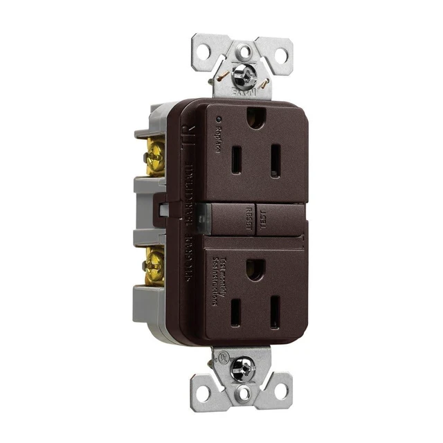 Alt view image 5 of 5 - Tamper Resistant GFCI Receptacle, 15A, 125V, Oil Rubbed Bronze | TRGF15RB-BX-L, Slim Flush Mount, #14 - 10 AWG, Back and Side wire, Self-Test, 2 Pole, 3 Wire, Grounding, NEMA 5-15R