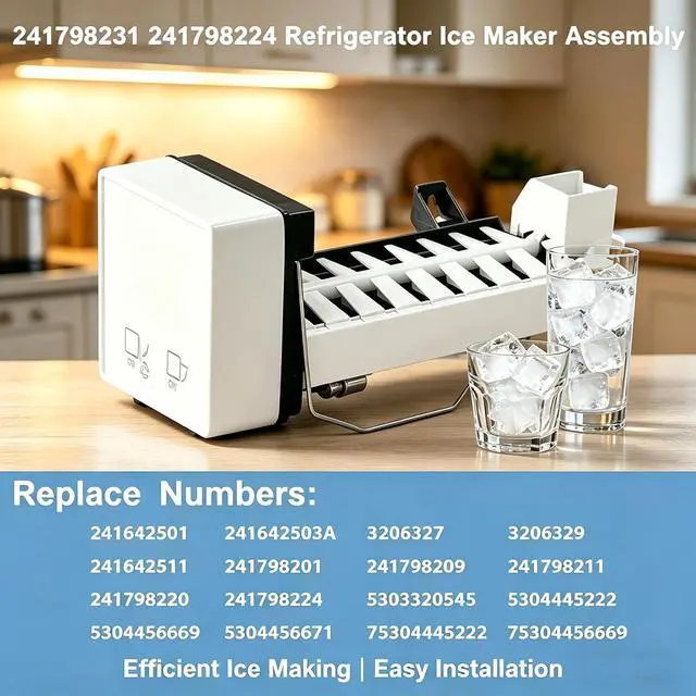 Alt view image 3 of 6 - 241798231 241798224 Ice Maker Replacement, Compatible with Frigidaire Electrolux Kenmore Refrigerators, Ice Maker Assembly Replaces 241798211 241642511 241642501 241798201