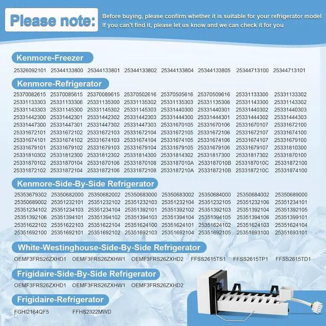 Alt view image 4 of 6 - 241798231 241798224 Ice Maker Replacement, Compatible with Frigidaire Electrolux Kenmore Refrigerators, Ice Maker Assembly Replaces 241798211 241642511 241642501 241798201