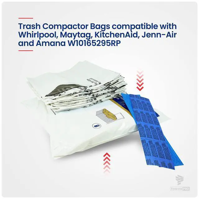 Alt view image 4 of 6 - W10165295RP Trash Compactor Bags Pack of 15 for Whirlpool Trash Compactor W10165293RB W10165295BU W10165294RB WMCK1335012 15TCBL 13370 WX60X1 4318921 4318921RP 4319250 TCB12