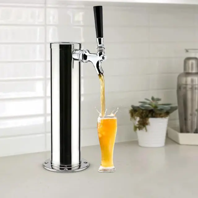 Main image of Stainless Steel Beer Tower Kit Professional Draft Beer Dispenser for Home Bar/Kegerator, Commercial-Grade with Chrome Faucet, Easy Install & Clean (Silver)