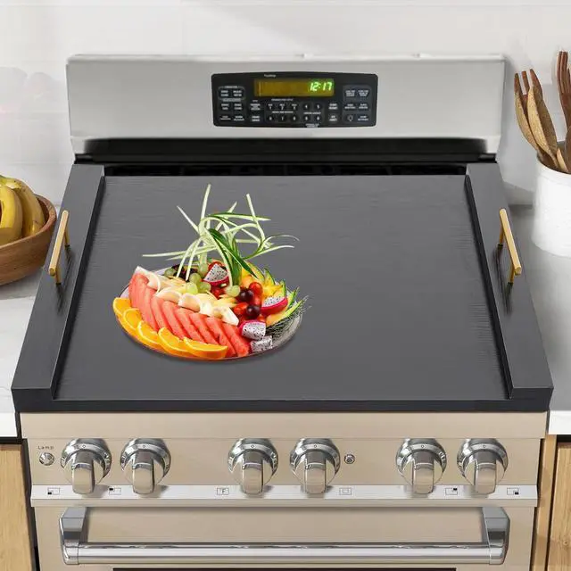 Alt view image 4 of 6 - Noodle Board Stove Cover Electric Stove Top Cover Noodle Board Bamboo Wood with Handles Gas Stove Top Covers Sink Cover Non-Slip Silicone Mats for Counter Space Decorative Tray for Kitchen