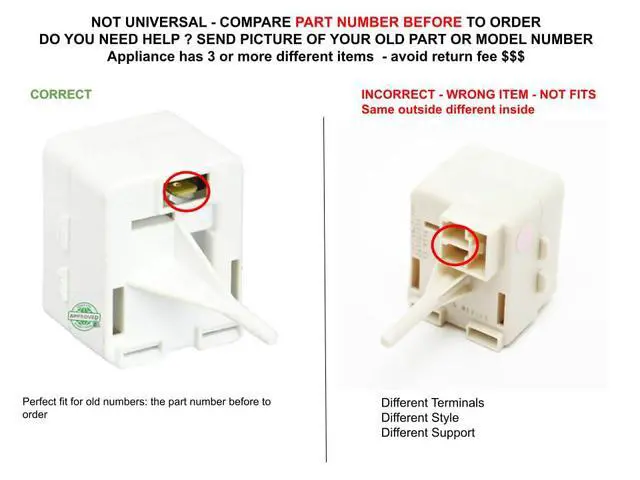 Alt view image 3 of 6 - WR55X24070, WR62X0050, WR62X0080 CKD2X0080X compatible with GE, Hotpoint, Kenmore Refrigerator Compressor Start Relay + Free capacitor fits old number WR55X24070, WR62X0050, WR62X0080