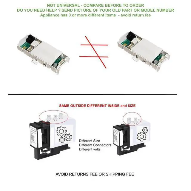 Alt view image 4 of 6 - WR55X24070, WR62X0050, WR62X0080 CKD2X0080X compatible with GE, Hotpoint, Kenmore Refrigerator Compressor Start Relay + Free capacitor fits old number WR55X24070, WR62X0050, WR62X0080