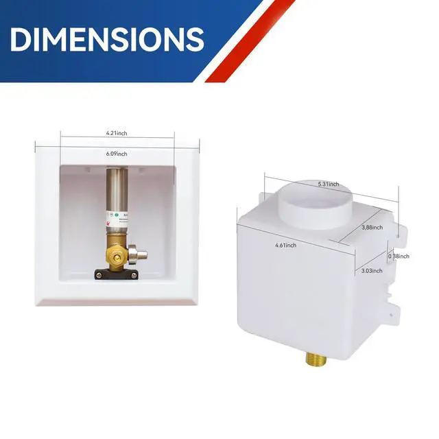 Alt view image 5 of 6 - Icemaker Outlet Box with Water Hammer Arrestor,1/2 Inch Crimp PEX Inlet and 1/4 Inch OD Compression Outlet Connection Ice Maker Boxes,Refrigerator Water Line Kit