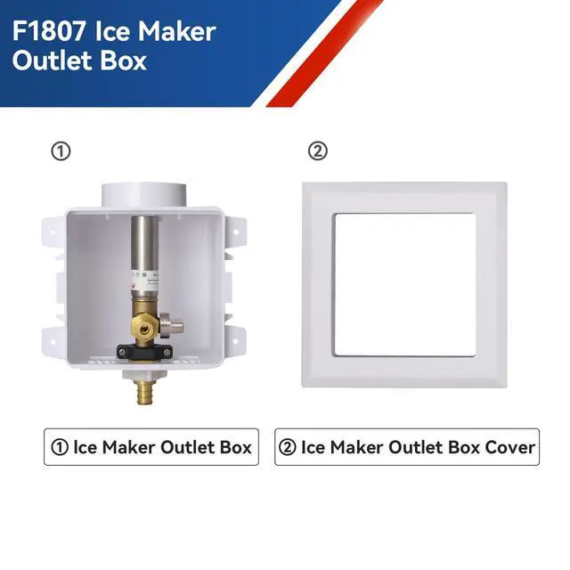 Alt view image 6 of 6 - Icemaker Outlet Box with Water Hammer Arrestor,1/2 Inch Crimp PEX Inlet and 1/4 Inch OD Compression Outlet Connection Ice Maker Boxes,Refrigerator Water Line Kit