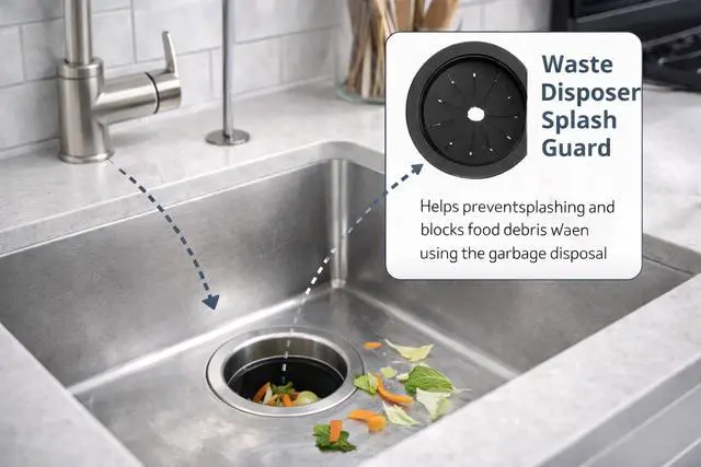 Alt view image 2 of 3 - Signature Collection Waste Disposer Splash Guard Black | Garbage Disposal Splash Guard Replacement | Anti-Splash Sink Drain Guard for Kitchen Disposal