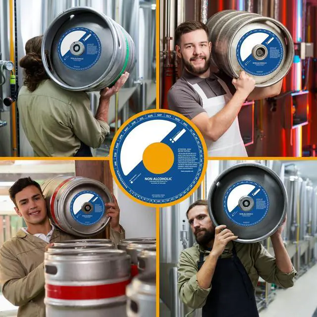 Alt view image 5 of 6 - 100 Pack Keg Ring Collars 6.5" with 2.25" Cutout Paperboard Discs for Non-Alcoholic Keg Labeling Writable Brewery Tags for Beverage Identification